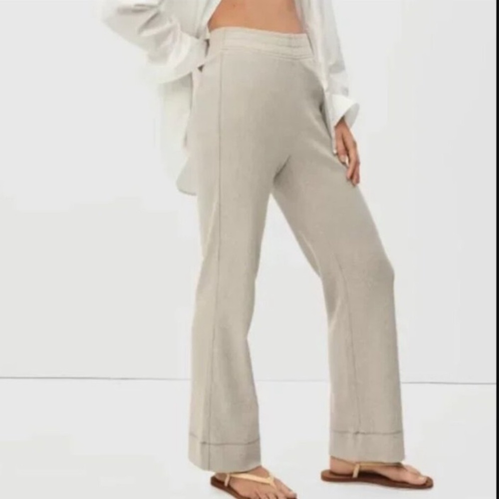 Everlane Oat Highrise Ribbed Flare Lounge Pants F-BTM-CTN-PNT-RIB- size XS